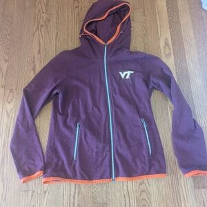 Virginia Tech Hokies Women's Large Full Zip Jacket Hooded E5 Cotton Blend